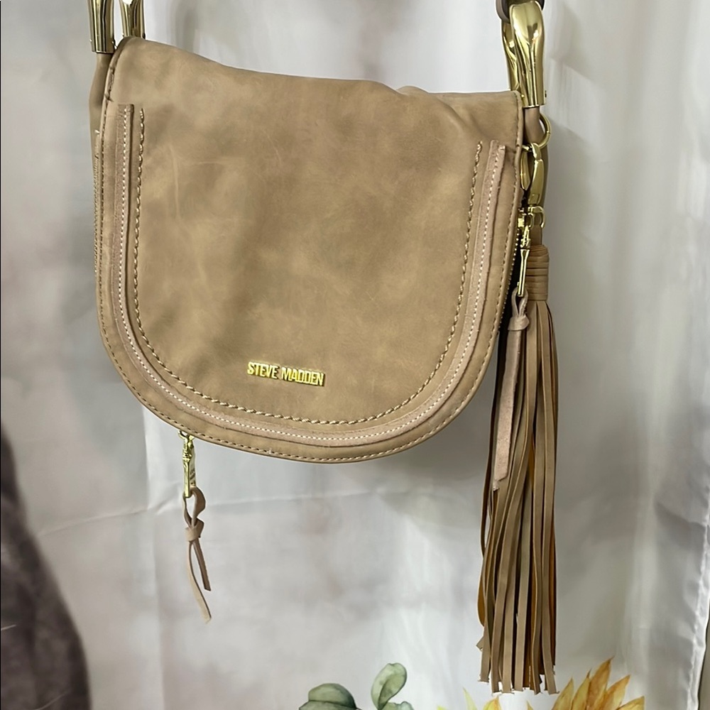 Steve Madden Tan Crossbody Bag with Tassel Detail